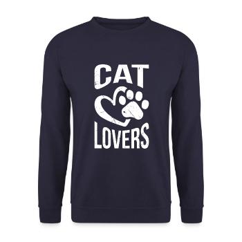 Cat lovers - Unisex Sweatshirt - navy - Front - Alina (178cm) & Michal (187cm)