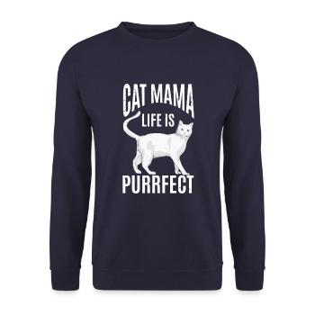 La vie de la maman chat est purrfect - Sweat-shirt Unisexe - marine - Devant - Alina (178cm) & Michal (187cm)