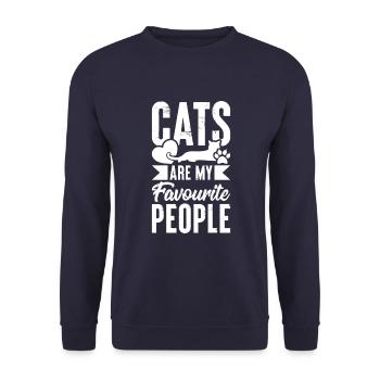 Katzen Sind Meine Lieblingsmenschen - Unisex Pullover - Navy - Vorne - Alina (178cm) & Michal (187cm)