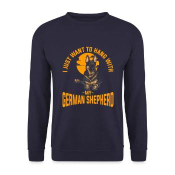 Je veux juste travailler avec mon berger allemand - Sweat-shirt Unisexe - marine - Devant - Alina (178cm) & Michal (187cm)