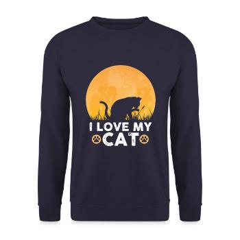 J’aime mon chat - Sweat-shirt Unisexe - marine - Devant - Alina (178cm) & Michal (187cm)