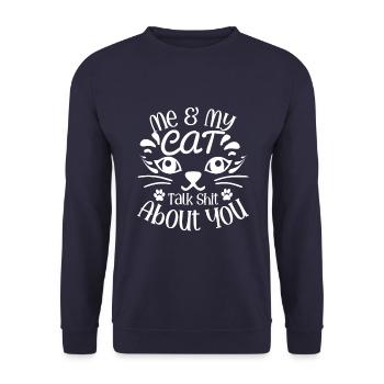 Ich Und Meine Katze Reden Scheiße Über Dich - Unisex Pullover - Navy - Vorne - Alina (178cm) & Michal (187cm)