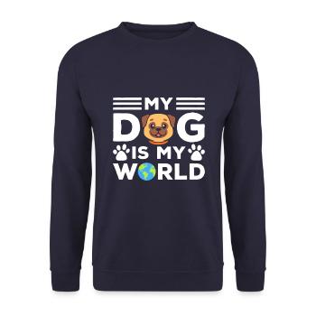 My dog is my world - Unisex Sweatshirt - navy - Front - Alina (178cm) & Michal (187cm)