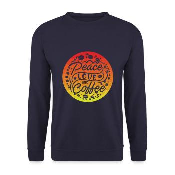Peace Love and Coffee - Unisex Sweatshirt - navy - Front - Alina (178cm) & Michal (187cm)