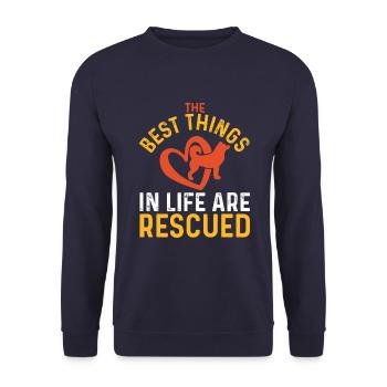 Les meilleures choses de la vie sont sauvées - Sweat-shirt Unisexe - marine - Devant - Alina (178cm) & Michal (187cm)