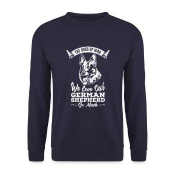 Les chiens de guerre Nous aimons le berger allemand - Sweat-shirt Unisexe - marine - Devant - Alina (178cm) & Michal (187cm)