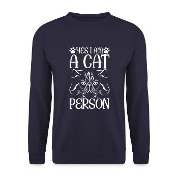 Yes, I am a cat person - Unisex Sweatshirt - navy - Front - Alina (178cm) & Michal (187cm)