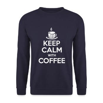 Keep calm with coffee - Unisex Sweatshirt - navy - Front - Alina (178cm) & Michal (187cm)