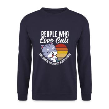 Menschen, Die Katzen Lieben - Unisex Pullover - Navy - Vorne - Alina (178cm) & Michal (187cm)