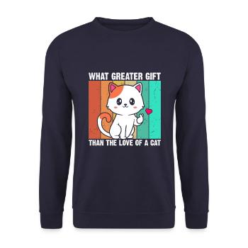 Welch Größeres Geschenk Als Die Liebe Einer Katze - Unisex Pullover - Navy - Vorne - Alina (178cm) & Michal (187cm)