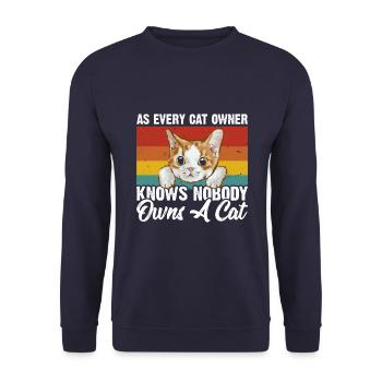 Wie Jeder Katzenbesitzer Weiß - Unisex Pullover - Navy - Vorne - Alina (178cm) & Michal (187cm)