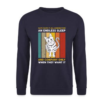 Cats have all admiration, - Unisex Sweatshirt - navy - Front - Alina (178cm) & Michal (187cm)