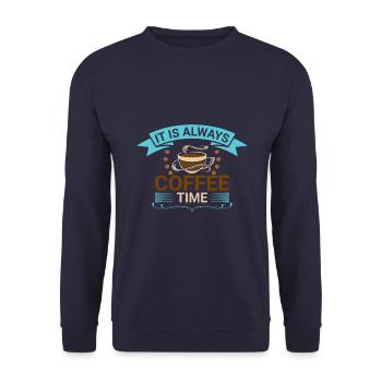Es Ist Immer Kaffeezeit - Unisex Pullover - Navy - Vorne - Alina (178cm) & Michal (187cm)