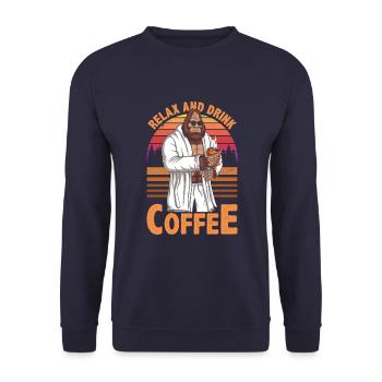 Relax and sip coffee - Unisex Sweatshirt - navy - Front - Alina (178cm) & Michal (187cm)
