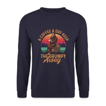 Un café par jour éloigne les grincheux - Sweat-shirt Unisexe - marine - Devant - Alina (178cm) & Michal (187cm)