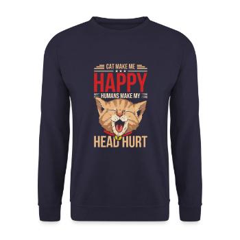Le chat me rend heureux - Sweat-shirt Unisexe - marine - Devant - Alina (178cm) & Michal (187cm)