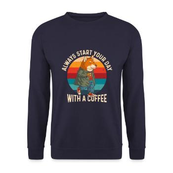 Always start your day with a coffee - Unisex Sweatshirt - navy - Front - Alina (178cm) & Michal (187cm)