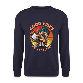 Gute Stimmung Und Heißer Kaffee - Unisex Pullover - Navy - Vorne - Alina (178cm) & Michal (187cm)