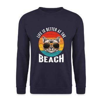 La vie est meilleure sur la plage - Sweat-shirt Unisexe - marine - Devant - Alina (178cm) & Michal (187cm)
