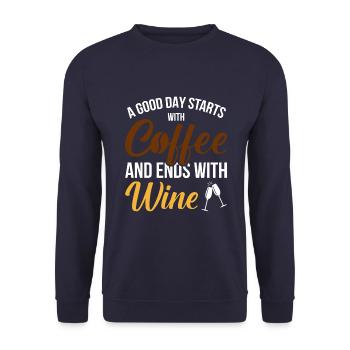 A good day starts with coffee - Unisex Sweatshirt - navy - Front - Alina (178cm) & Michal (187cm)
