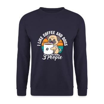 J’aime le café et les chiens et peut-être 3 personnes - Sweat-shirt Unisexe - marine - Devant - Alina (178cm) & Michal (187cm)