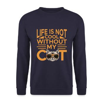 Life is not cool without my cat - Unisex Sweatshirt - navy - Front - Alina (178cm) & Michal (187cm)