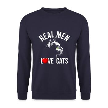 Real men love cats - Unisex Sweatshirt - navy - Front - Alina (178cm) & Michal (187cm)