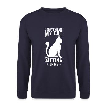 Désolé, je suis en retard, mon chat - Sweat-shirt Unisexe - marine - Devant - Alina (178cm) & Michal (187cm)