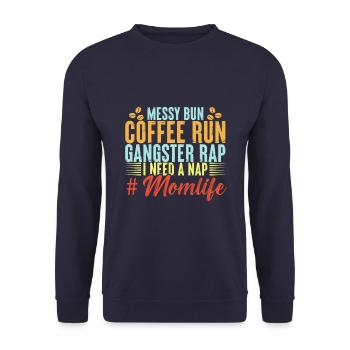 Messy bun coffee run - Unisex Sweatshirt - navy - Front - Alina (178cm) & Michal (187cm)