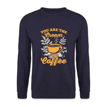 Du Bist Die Sahne Zu Meinem Kaffee - Unisex Pullover - Navy - Vorne - Alina (178cm) & Michal (187cm)