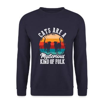 Katzen Sind Eine Mysteriöse Art Von Folk - Unisex Pullover - Navy - Vorne - Alina (178cm) & Michal (187cm)
