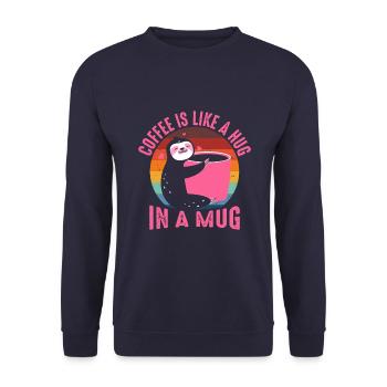 Kaffee Ist Wie Eine Umarmung In Einer Tasse - Unisex Pullover - Navy - Vorne - Alina (178cm) & Michal (187cm)