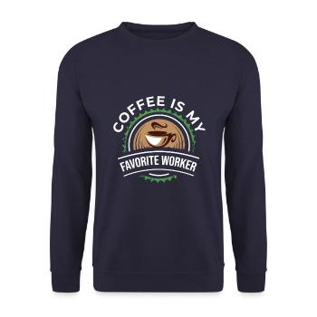 Kaffee Ist Mein Lieblingsarbeiter - Unisex Pullover - Navy - Vorne - Alina (178cm) & Michal (187cm)