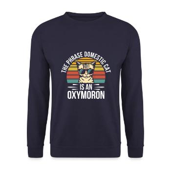 Die Phrase Domestic Cat Ist Ein Oxymoron - Unisex Pullover - Navy - Vorne - Alina (178cm) & Michal (187cm)