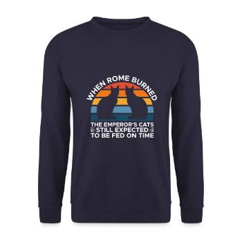 When Rome burned the emperor's cats - Unisex Sweatshirt - navy - Front - Alina (178cm) & Michal (187cm)