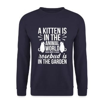 Ein Kätzchen Ist In Der Tierwelt - Unisex Pullover - Navy - Vorne - Alina (178cm) & Michal (187cm)