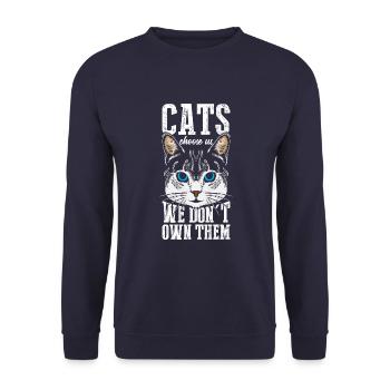 Les chats nous choisissent, nous ne les possédons pas - Sweat-shirt Unisexe - marine - Devant - Alina (178cm) & Michal (187cm)