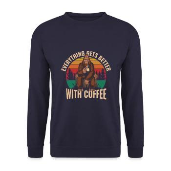 Everything gets better with coffee - Unisex Sweatshirt - navy - Front - Alina (178cm) & Michal (187cm)