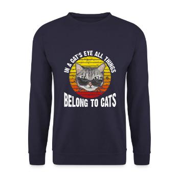 Dans l’œil d’un chat, toutes les choses appartiennent aux chats - Sweat-shirt Unisexe - marine - Devant - Alina (178cm) & Michal (187cm)