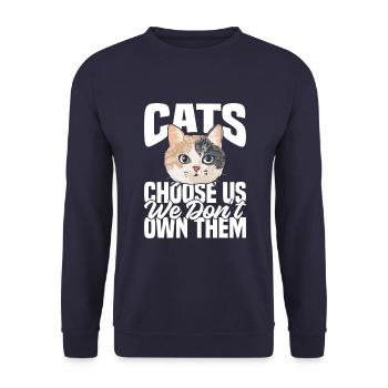 Katzen Wählen Uns, Wir Besitzen Sie Nicht - Unisex Pullover - Navy - Vorne - Alina (178cm) & Michal (187cm)