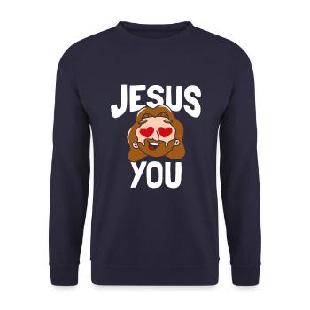 Jésus vous aime - Sweat-shirt Unisexe - marine - Devant - Alina (178cm) & Michal (187cm)