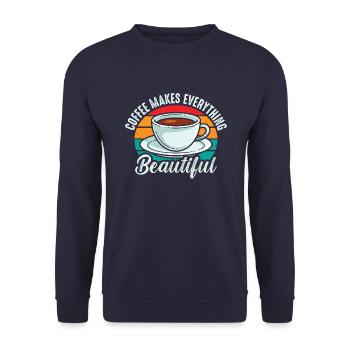 Coffee makes everything nice and retro - Unisex Sweatshirt - navy - Front - Alina (178cm) & Michal (187cm)