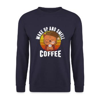 Wach Auf Und Rieche Kaffee Retro - Unisex Pullover - Navy - Vorne - Alina (178cm) & Michal (187cm)