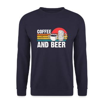 Kaffee Und Bier Retro - Unisex Pullover - Navy - Vorne - Alina (178cm) & Michal (187cm)