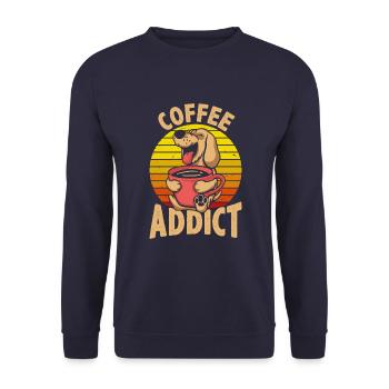 Coffee-dependent retro - Unisex Sweatshirt - navy - Front - Alina (178cm) & Michal (187cm)