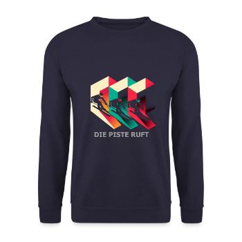 Piste ruft Skifahren - Unisex Pullover - Navy - Vorne - Alina (178cm) & Michal (187cm)