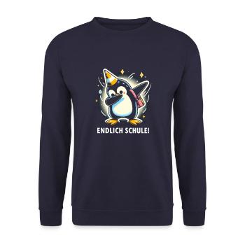 Pinguin Schule - Unisex Pullover - Navy - Vorne - Alina (178cm) & Michal (187cm)