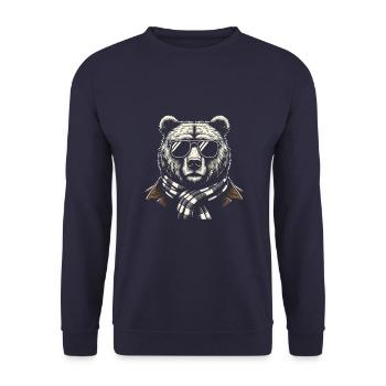 Brown Bear Cool - Unisex Sweatshirt - navy - Front - Alina (178cm) & Michal (187cm)