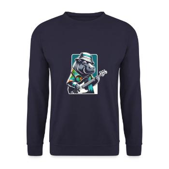Guitare Basse Hippopotamus - Sweat-shirt Unisexe - marine - Devant - Alina (178cm) & Michal (187cm)