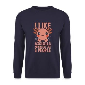 Ich Mag Axolotls Und Vielleicht Wie 3 Leute - Unisex Pullover - Navy - Vorne - Alina (178cm) & Michal (187cm)